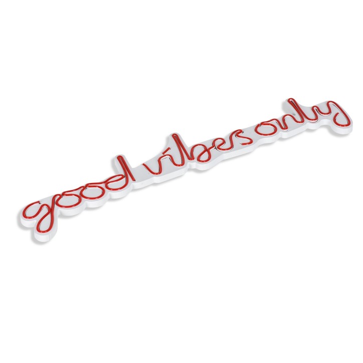 Iluminación LED decorativa de plástico Good Vibes Only rojo 76x19x2 cm