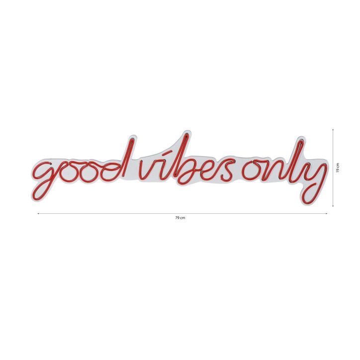 Iluminación LED decorativa de plástico Good Vibes Only rojo 76x19x2 cm