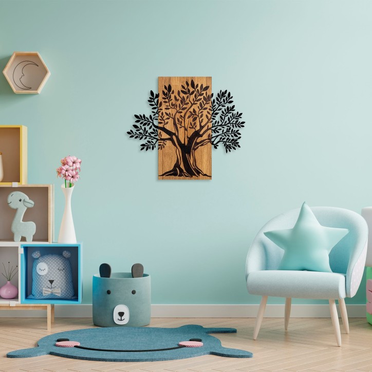 Decoración pared de madera Monumental Tree 2 nogal negro 65x58 cm