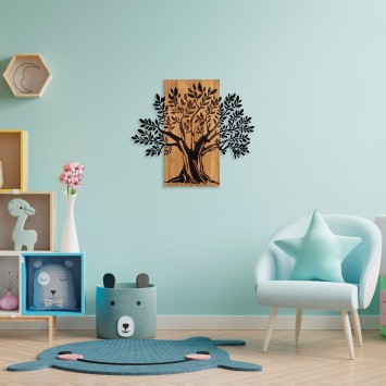 Decoración pared de madera Monumental Tree 2 nogal negro 65x58 cm