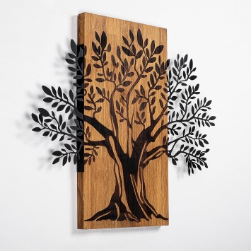 Decoración pared de madera Monumental Tree 2 nogal negro 65x58 cm