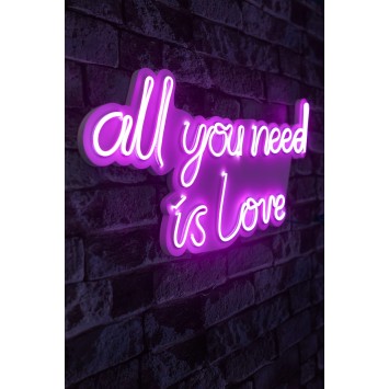 Iluminación LED decorativa de plástico All You Need is Love rosa 32x60x2 cm