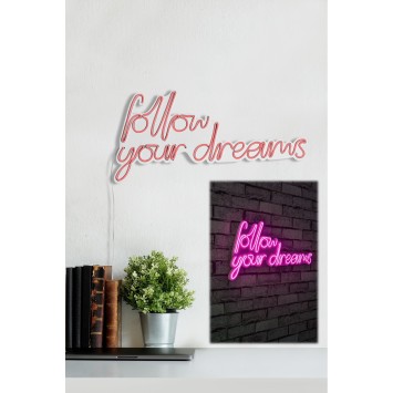 Iluminación LED decorativa de plástico Follow Your Dreams rosa 60x32x2 cm