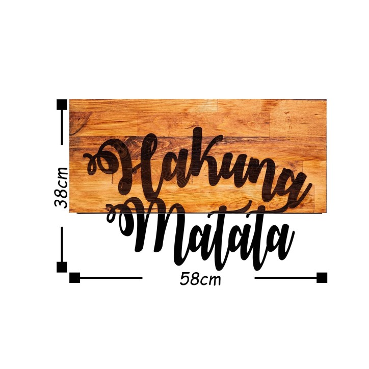 Decoración pared de madera Hakuna Matata nogal negro 58x38 cm