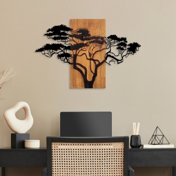 Decoración pared de madera Acacia Tree -387 nogal negro 90x58 cm