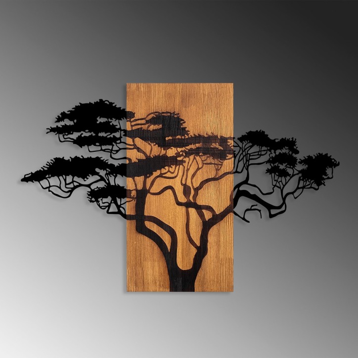 Decoración pared de madera Acacia Tree-387 nogal negro 90x58 cm