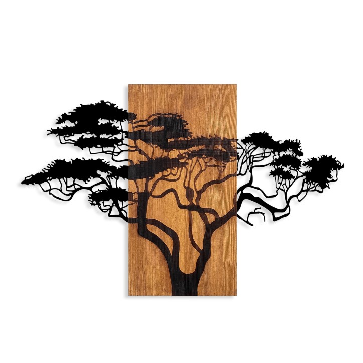 Decoración pared de madera Acacia Tree-387 nogal negro 90x58 cm