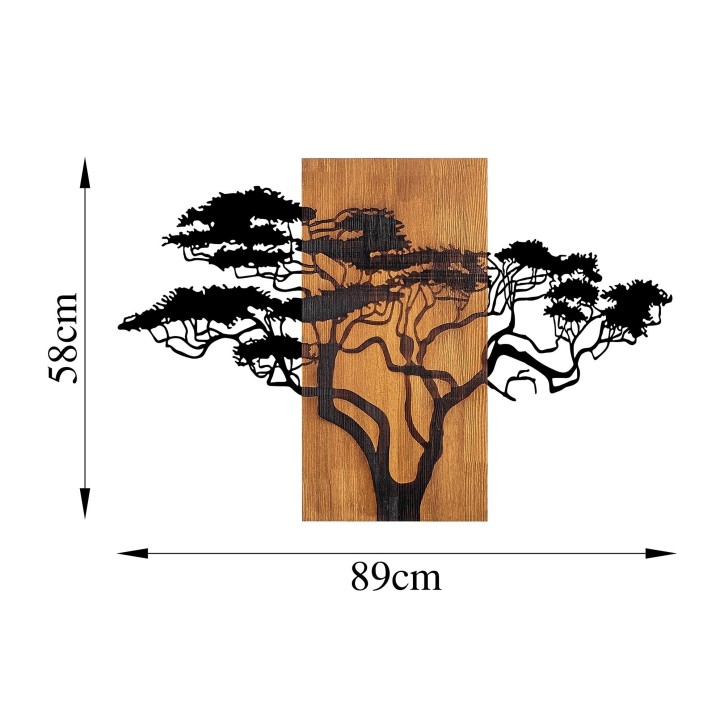 Decoración pared de madera Acacia Tree-387 nogal negro 90x58 cm