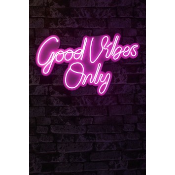 Iluminación LED decorativa de plástico Good Vibes Only 2 rosa 37x62x2 cm