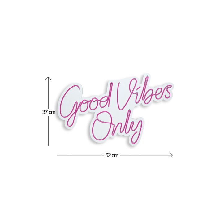 Iluminación LED decorativa de plástico Good Vibes Only 2 rosa 37x62x2 cm