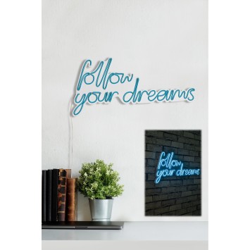 Iluminación LED decorativa de plástico Follow Your Dreams azul 60x32x2 cm