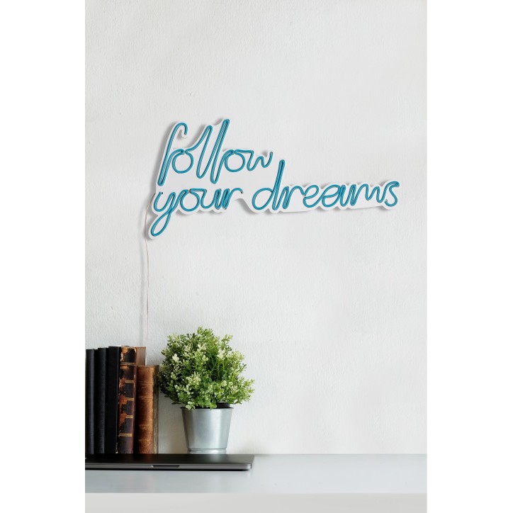 Iluminación LED decorativa de plástico Follow Your Dreams azul 60x32x2 cm