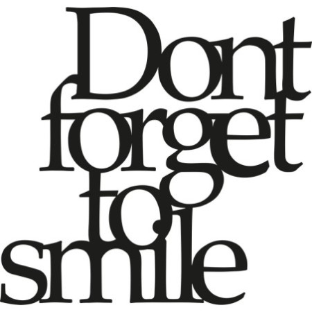 Decoración pared de metal Dont Forget To Smile negro 70x67 cm