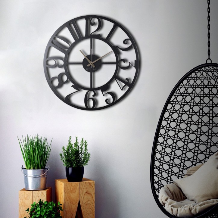 Reloj de pared metal Circle negro 50x50 cm