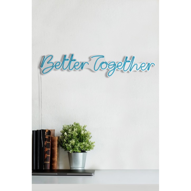 Iluminación LED decorativa de plástico Better Together azul 84x16x2 cm