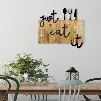 Decoración pared de madera Just Eat It nogal negro 58x3x52 cm