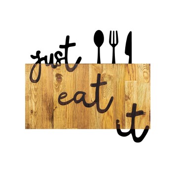 Decoración pared de madera Just Eat It nogal negro 58x3x52 cm