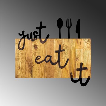 Decoración pared de madera Just Eat It nogal negro 58x3x52 cm