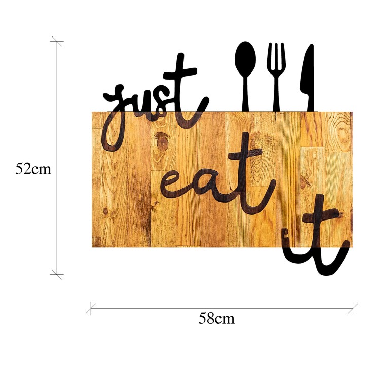 Decoración pared de madera Just Eat It nogal negro 58x3x52 cm