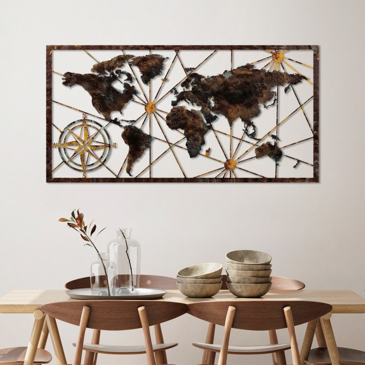 Decoración pared de metal World Map Large-1 multicolor 120x60 cm