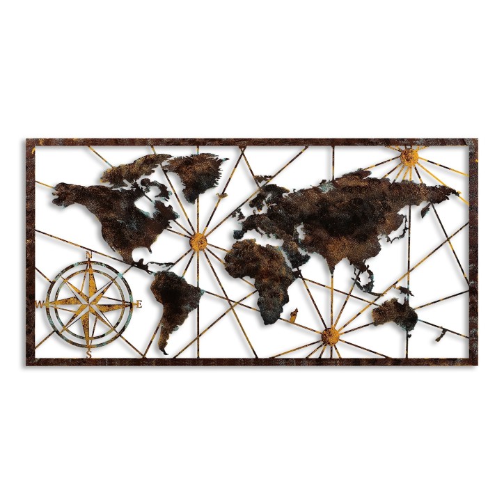 Decoración pared de metal World Map Large-1 multicolor 120x60 cm