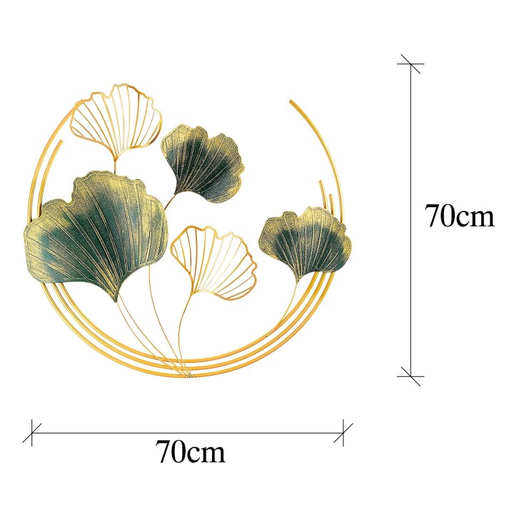 Decoración pared de metal Weifang oro verde 70x70x7 cm