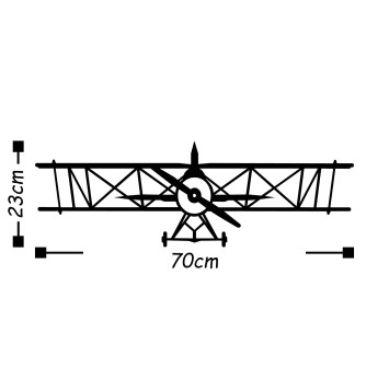 Decoración pared de metal Airplane negro 70x23 cm