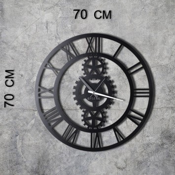 Reloj de pared metal Gear XL negro 70x70 cm