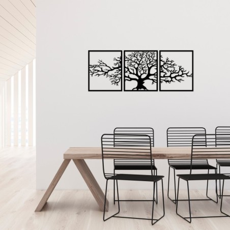 Decoración pared de metal Tree 10 negro 49x60 cm (3 piezas)