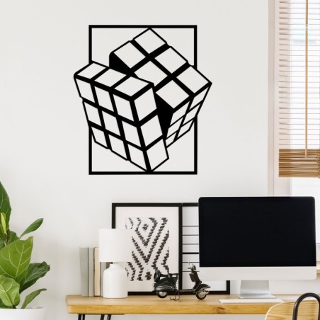 Decoración pared de metal Rubik's Cube negro 64x69 cm