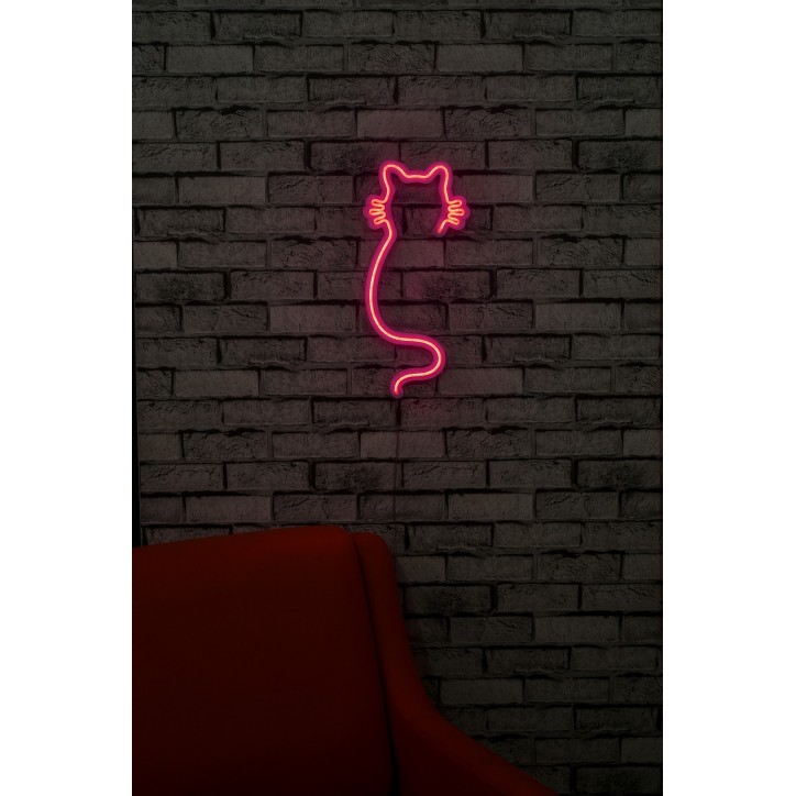 Iluminación LED decorativa de plástico Cat rosa 22x48x2 cm