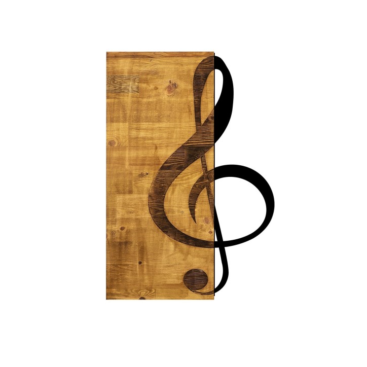 Decoración pared de madera Treble Clef nogal negro 39x58 cm