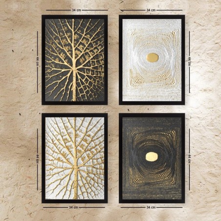 Cuadro decorativo enmarcado SET_132 multicolor 34x44 cm (4 piezas)