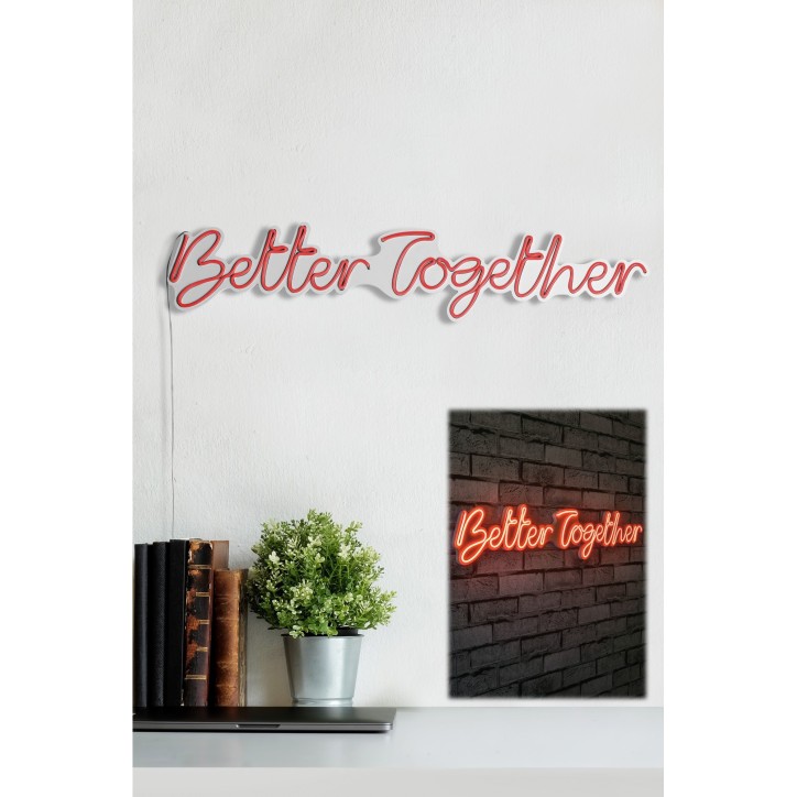 Iluminación LED decorativa de plástico Better Together rojo 84x16x2 cm