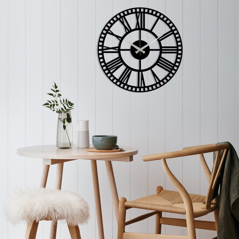 Reloj de pared metal Metal Wall Clock 10 negro 48x48 cm