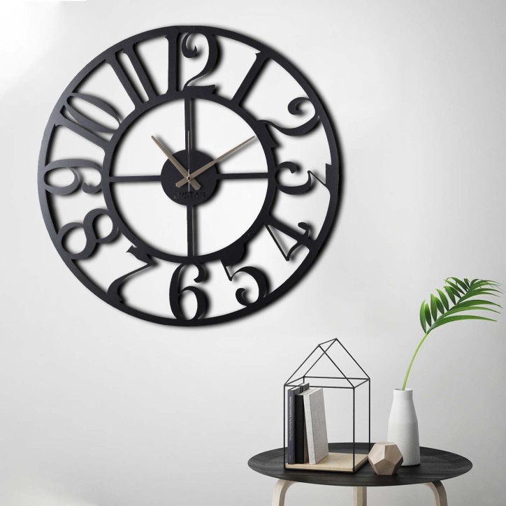 Reloj de pared metal Circle XL negro 70x70 cm