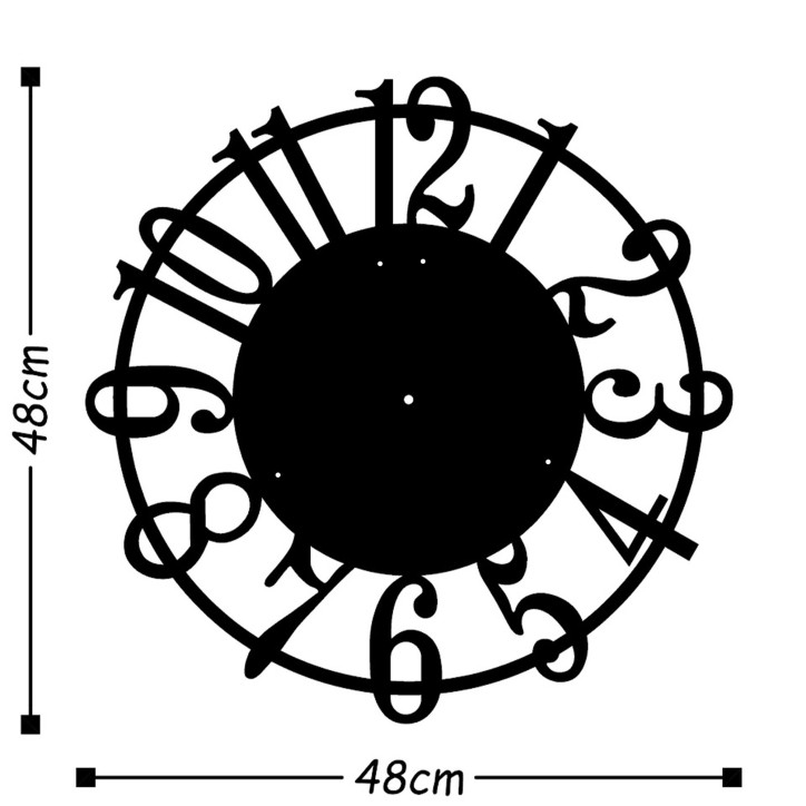 Reloj de pared metal Metal Wall Clock 15 negro 48x48 cm