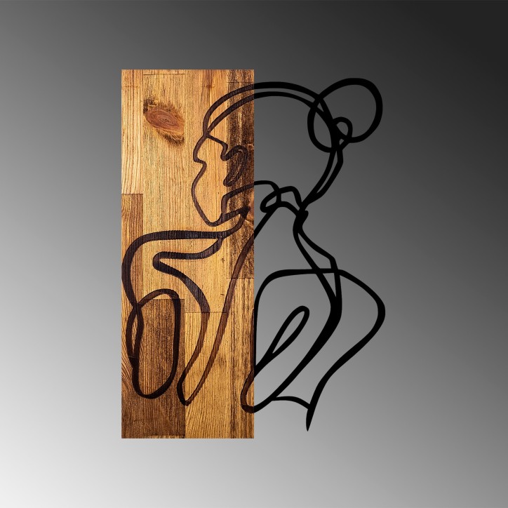 Decoración pared de madera Woman Body nogal claro negro 35x3x50 cm