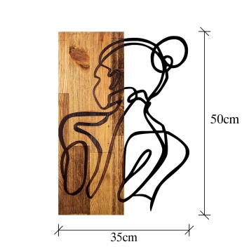 Decoración pared de madera Woman Body nogal claro negro 35x3x50 cm