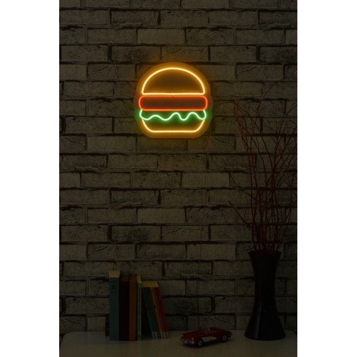 Iluminación LED decorativa de plástico Hamburger multicolor 28x27x2 cm