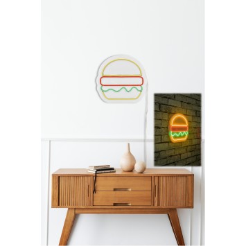 Iluminación LED decorativa de plástico Hamburger multicolor 28x27x2 cm