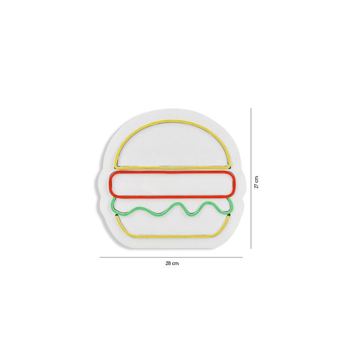 Iluminación LED decorativa de plástico Hamburger multicolor 28x27x2 cm