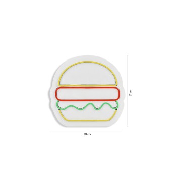 Iluminación LED decorativa de plástico Hamburger multicolor 28x27x2 cm