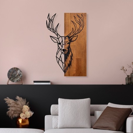 Decoración pared de madera Red Deer 1 nogal negro 36x58 cm