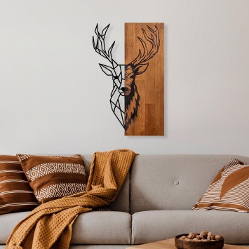 Decoración pared de madera Red Deer 1 nogal negro 36x58 cm