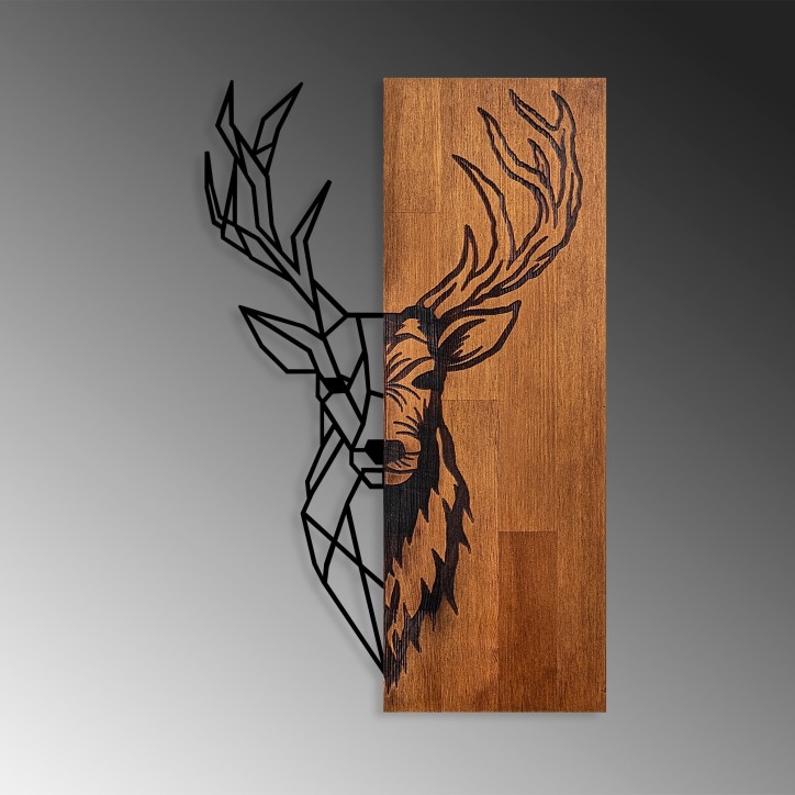 Decoración pared de madera Red Deer 1 nogal negro 36x58 cm