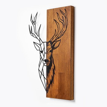 Decoración pared de madera Red Deer 1 nogal negro 36x58 cm