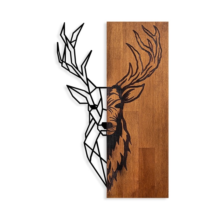 Decoración pared de madera Red Deer 1 nogal negro 36x58 cm