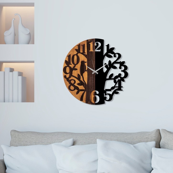 Reloj de pared madera Modelo-71 nogal negro diámetro 56 cm