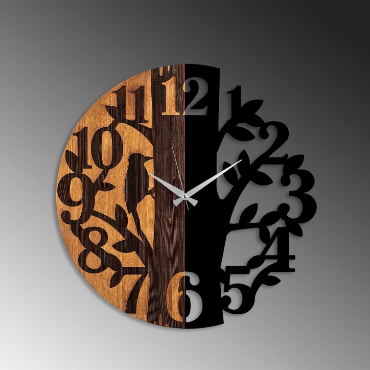 Reloj de pared madera Modelo-71 nogal negro diámetro 56 cm